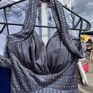Cache Silver Pleated Maxi Skirt for Cocktail